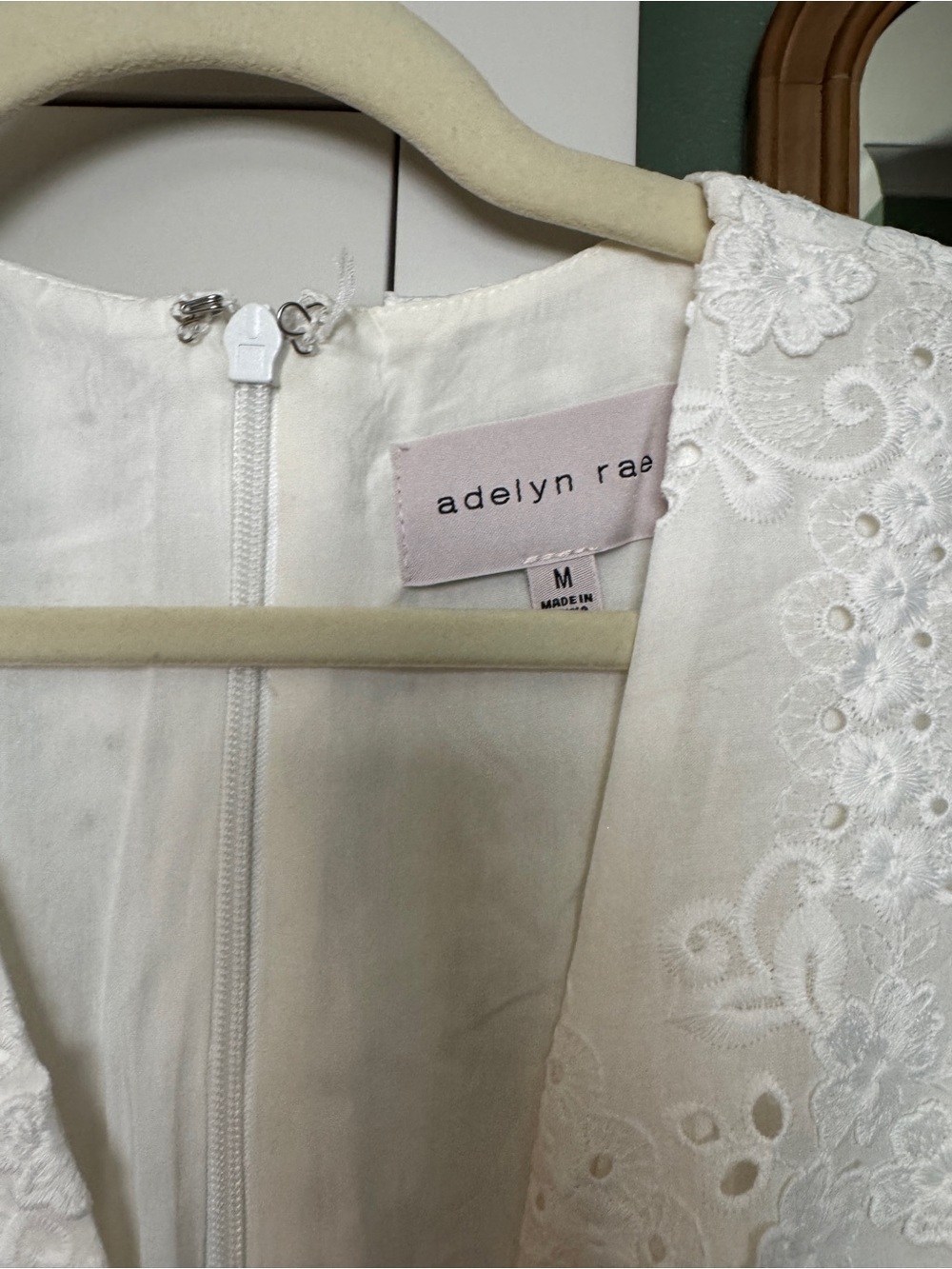 White Eyelet V-Neck Mini Dress - Picture 2 of 3